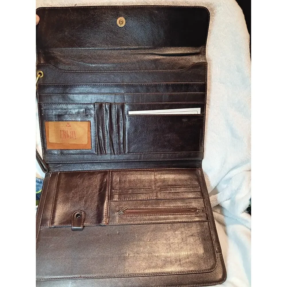 Leather Portfolio Organizer - Brown - Unbranded